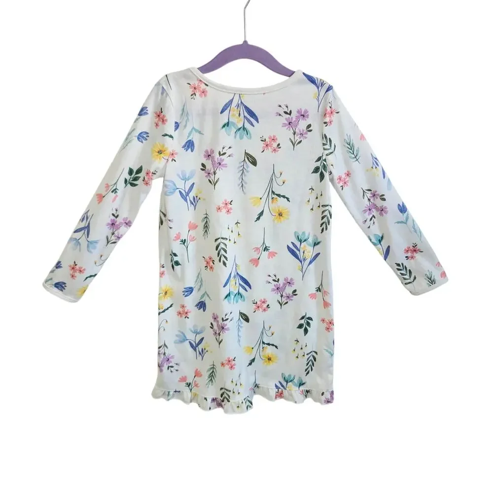 Carter's Girls 4-5A Long Sleeve Dress Multicolor Wildflower Floral Cottagecore